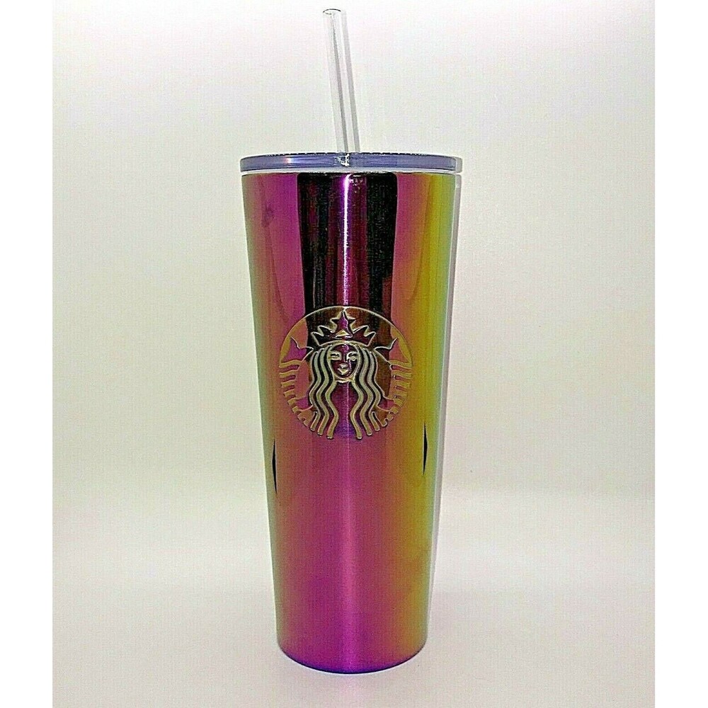 Starbucks 2019 Summer Rainbow Iridescent Oil Slick Stainless Tumbler Cup 24oz